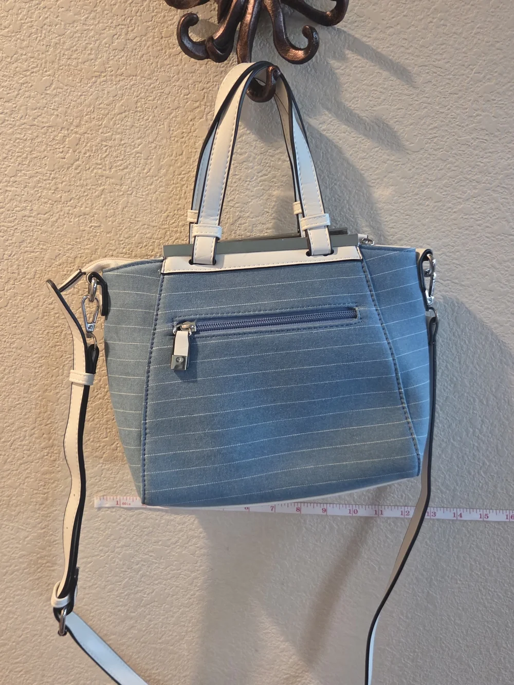 CXL BY CHRISTIAN LACROIX GIULIA SATCHEL LIGHT BLUE DENIM STRIPE